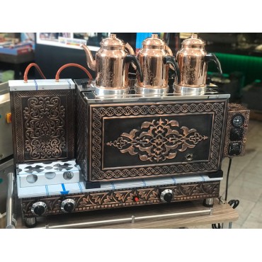 ÇAY KAZANI (DEMSTAR) 3 DEMLİK BAKIR - FULL OTOMATİK-