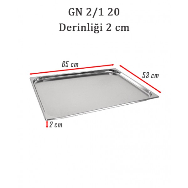GN 2/1 20 Derinlik 2 cm - Standart Gastronom Küvet 