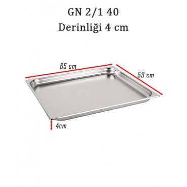 GN 2/1 40 Derinlik 4 cm - Standart Gastronom Küvet 