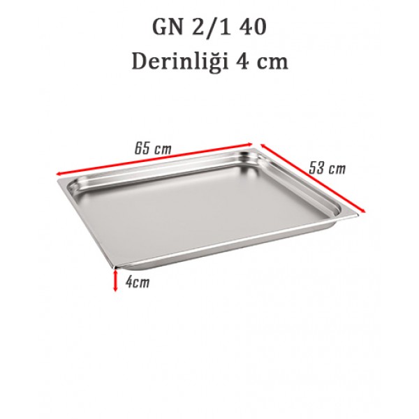 GN 2/1 40 Derinlik 4 cm - Standart Gastronom Küvet 