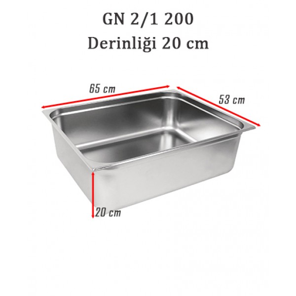 GN 2/1 200 Derinlik 20 cm - Standart Gastronom Küvet 