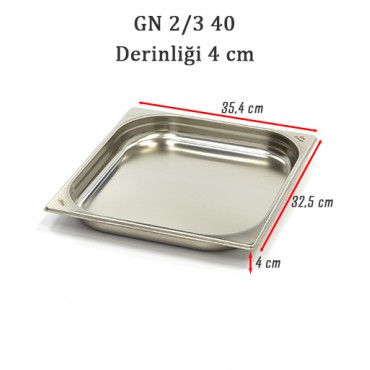GN 2/3 40 Derinlik 4 cm - Standart Gastronom Küvet 