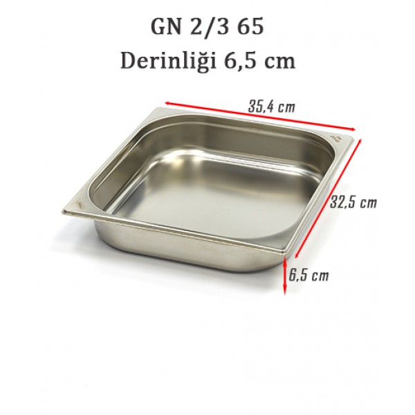 GN 2/3 65 Derinlik 6,5cm - Standart Gastronom Küvet 