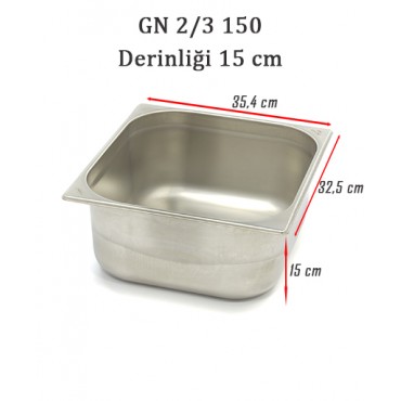 GN 2/3 150 Derinlik 15 cm - Standart Gastronom Küvet 
