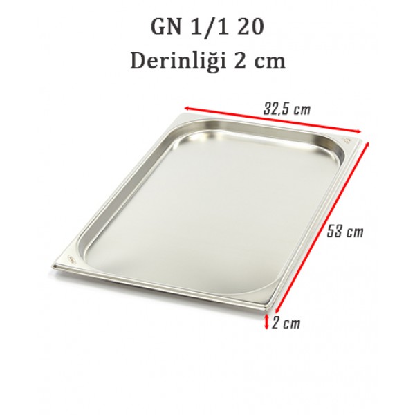 GN 1/1 20 Derinlik 2 cm - Standart Gastronom Küvet 