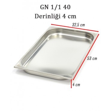 GN 1/1 40 Derinlik 4 cm - Standart Gastronom Küvet 