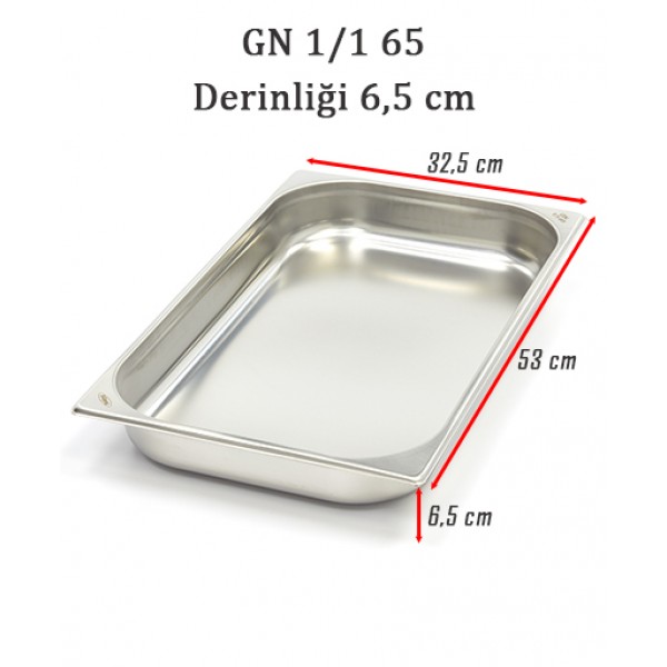 GN 1/1 65 Derinlik 6,5 cm - Standart Gastronom Küvet 