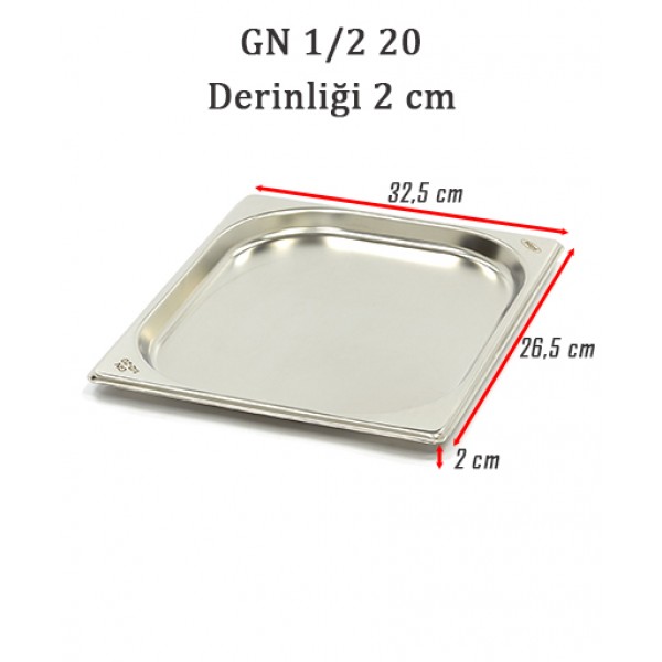 GN 1/2 20 Derinlik 2 cm - Standart Gastronom Küvet 
