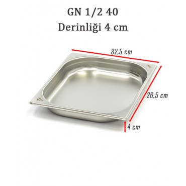 GN 1/2 40 Derinlik 4 cm - Standart Gastronom Küvet 
