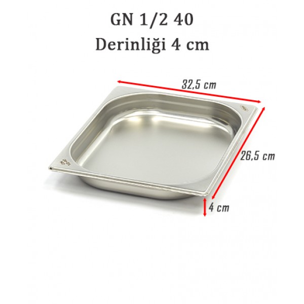 GN 1/2 40 Derinlik 4 cm - Standart Gastronom Küvet 