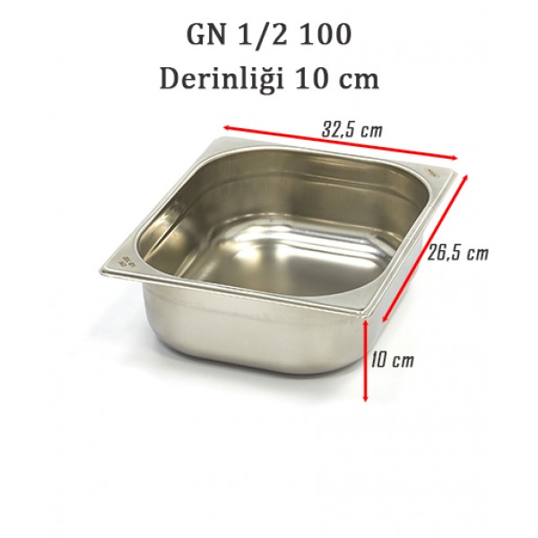 GN 1/2 100 Derinlik 10cm - Standart Gastronom Küvet 