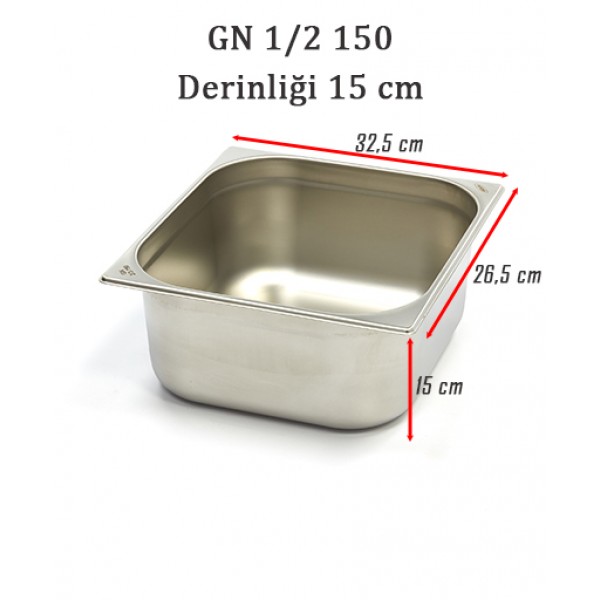 GN 1/2 150 Derinlik 15 cm - Standart Gastronom Küvet 