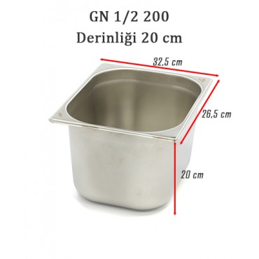 GN 1/2 200 Derinlik 20 cm - Standart Gastronom Küvet GN 1/2 200 Derinlik 20 cm - Standart Gastronom Küvet