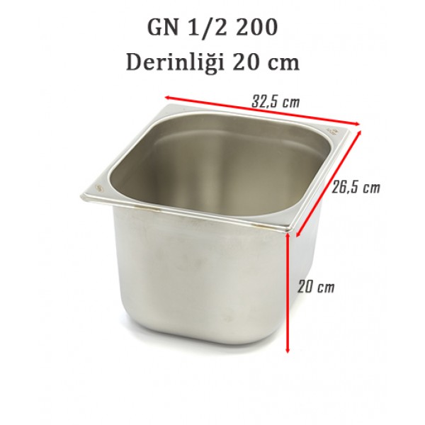 GN 1/2 200 Derinlik 20 cm - Standart Gastronom Küvet 