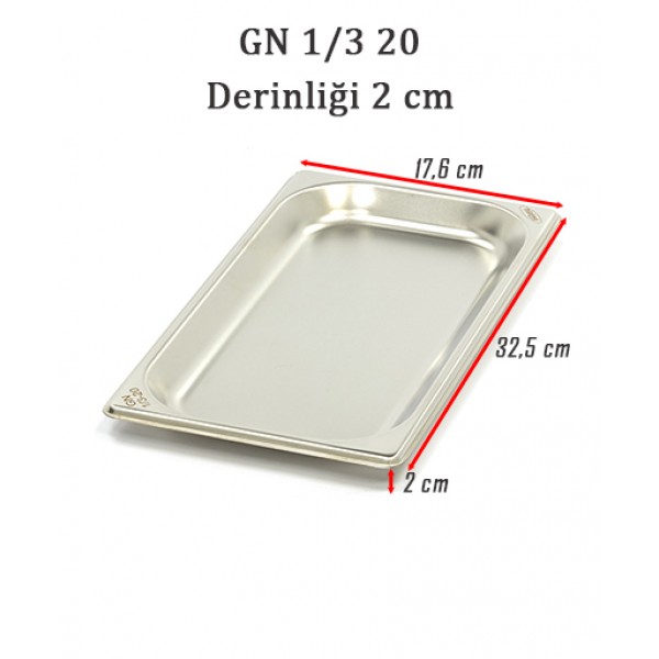 GN 1/3 20 Derinlik 2 cm - Standart Gastronom Küvet 