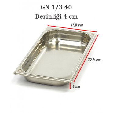 GN 1/3 40 Derinlik 4 cm - Standart Gastronom Küvet 