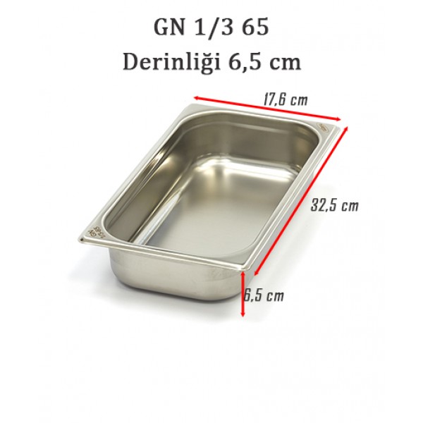 GN 1/3 65 Derinlik 6,5cm - Standart Gastronom Küvet 