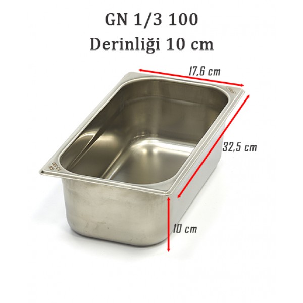 GN 1/3 100 Derinlik 10cm - Standart Gastronom Küvet 