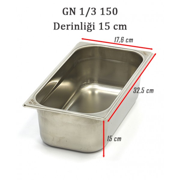 GN 1/3 150 Derinlik 15 cm - Standart Gastronom Küvet 