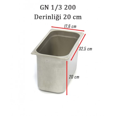 GN 1/3 200 Derinlik 20 cm - Standart Gastronom Küvet GN 1/3 200 Derinlik 20 cm - Standart Gastronom Küvet