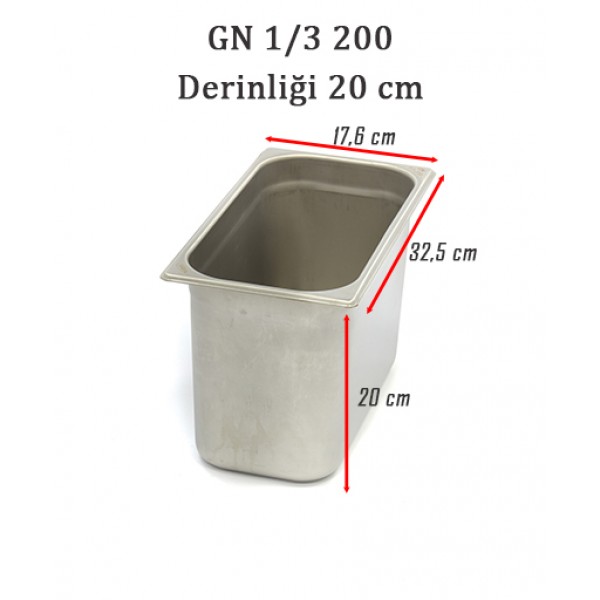 GN 1/3 200 Derinlik 20 cm - Standart Gastronom Küvet 