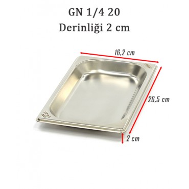 GN 1/4  20 Derinlik 2 cm - Standart Gastronom Küvet 
