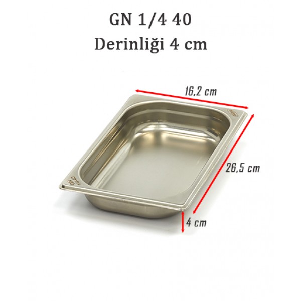 GN 1/4 40 Derinlik 4 cm - Standart Gastronom Küvet 