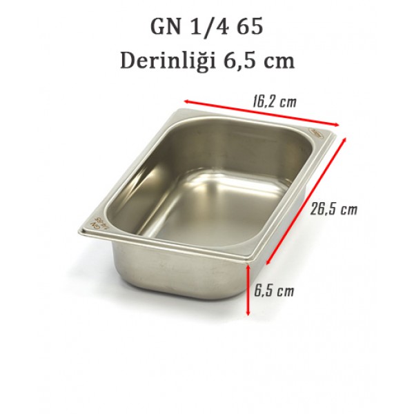 GN 1/4 65 Derinlik 6,5cm - Standart Gastronom Küvet 