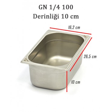 GN 1/4 100 Derinlik 10cm - Standart Gastronom Küvet 