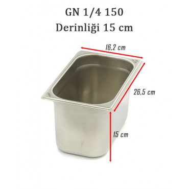 GN 1/4 150 Derinlik 15 cm - Standart Gastronom Küvet GN 1/4 150 Derinlik 15 cm - Standart Gastronom Küvet