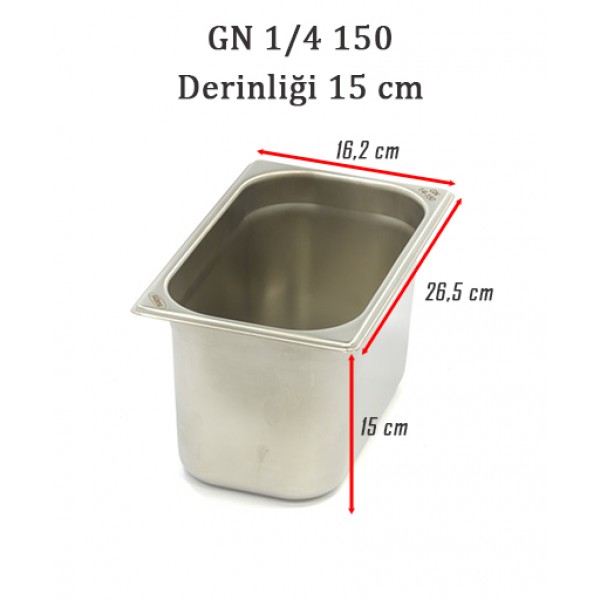 GN 1/4 150 Derinlik 15 cm - Standart Gastronom Küvet 