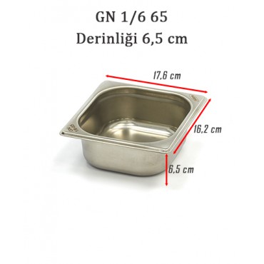 GN 1/6 65 Derinlik 6,5cm - Standart Gastronom Küvet 