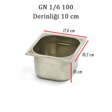 GN 1/6 100 Derinlik 10cm - Standart Gastronom Küvet 
