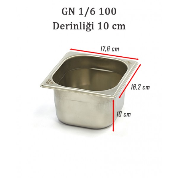 GN 1/6 100 Derinlik 10cm - Standart Gastronom Küvet 