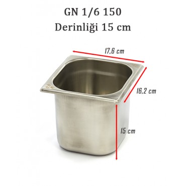 GN 1/6 150 Derinlik 15 cm - Standart Gastronom Küvet 
