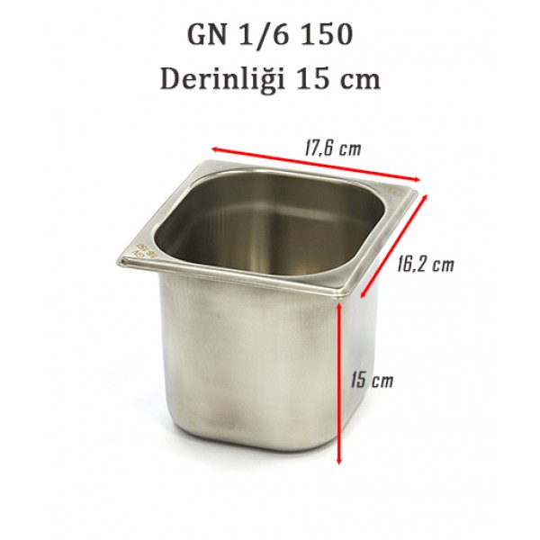 GN 1/6 150 Derinlik 15 cm - Standart Gastronom Küvet 