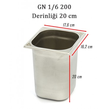 GN 1/6 200 Derinlik 20 cm - Standart Gastronom Küvet GN 1/6 200 Derinlik 20 cm - Standart Gastronom Küvet