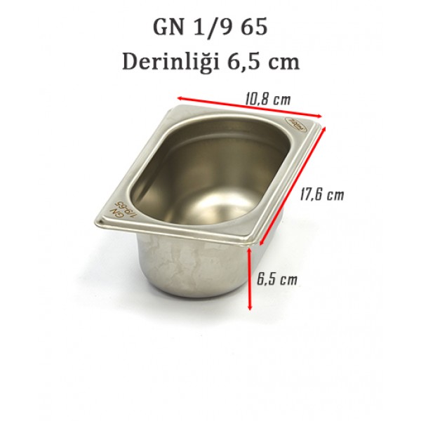 GN 1/9 65 Derinlik 6,5cm - Standart Gastronom Küvet 