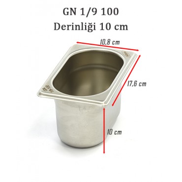 GN 1/9 100 Derinlik 10cm - Standart Gastronom Küvet 