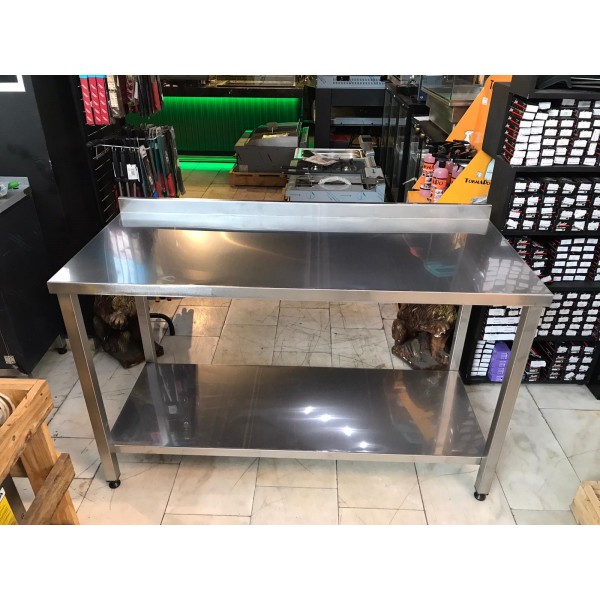 AISIS430 KALİTE KROM -140x60x85- Taban Raflı Çalışma Tezgahı