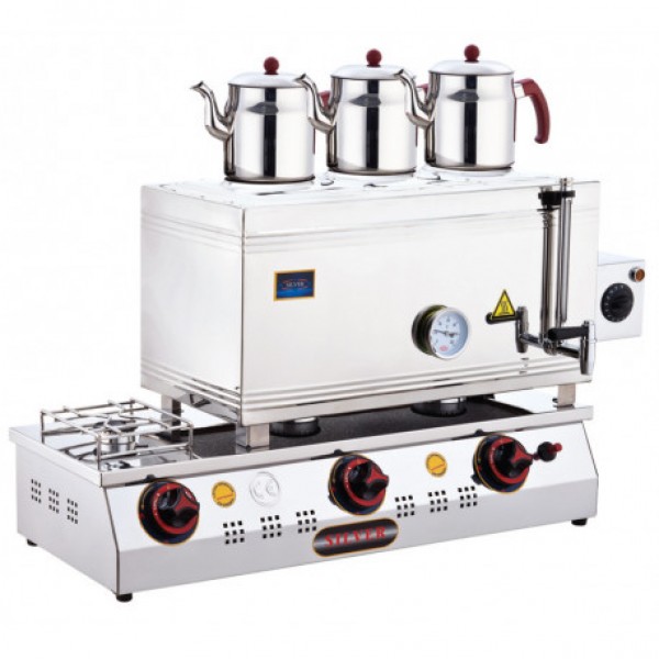 ÇAY KAZANI 3 DEMLİK - HEM ELEKTRİKLİ HEM TÜPLÜ - SİLVER IŞIKGAZ
